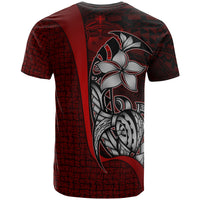 Samoa Polynesian Custom T Shirt Red Turtle with Hook - Polynesian Pride