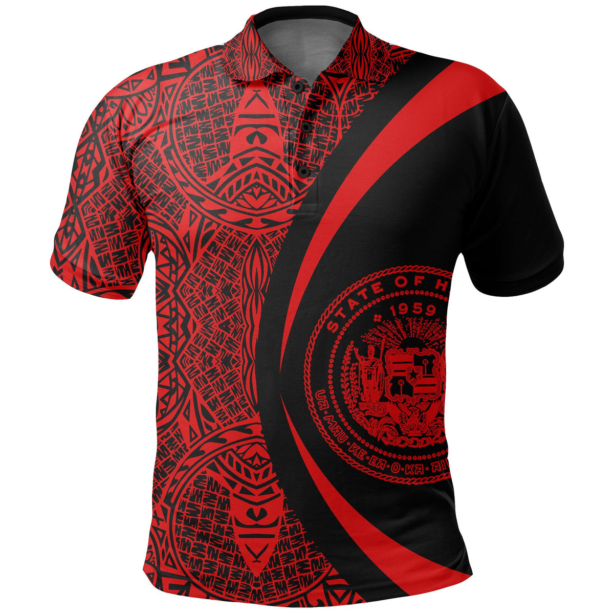 Hawaii Polynesian Polo Shirt Red Circle Style - Polynesian Pride