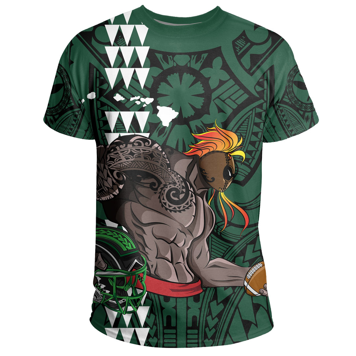 Hawaii Football Polynesian Warrior T Shirt July Style - Polynesian Pride