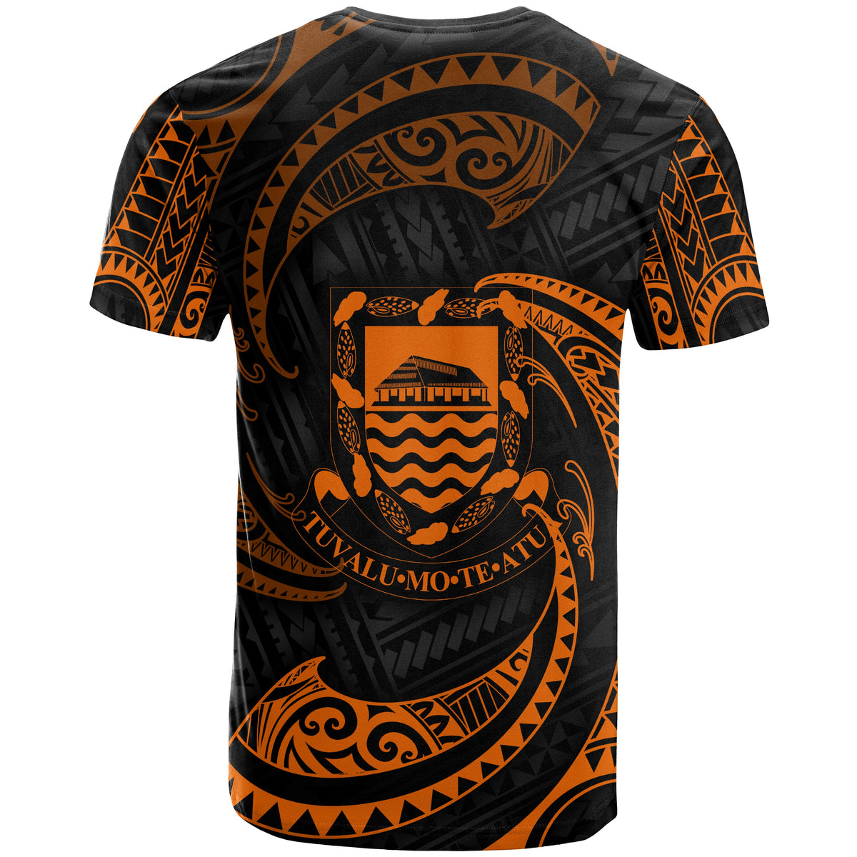 Tuvalu Polynesian Custom T Shirt Orange Tribal Wave - Polynesian Pride