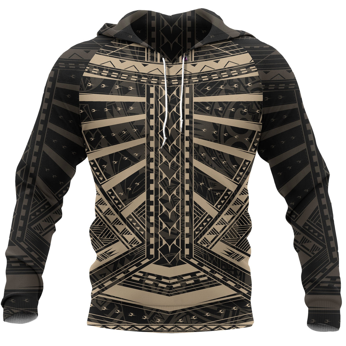 Polynesian Tattoo All Over Hoodie Gold Unisex Gold - Polynesian Pride