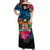 Fiji Off Shoulder Long Dress Alluring Polynesia and Tropical Flowers LT13 Women Black - Polynesian Pride