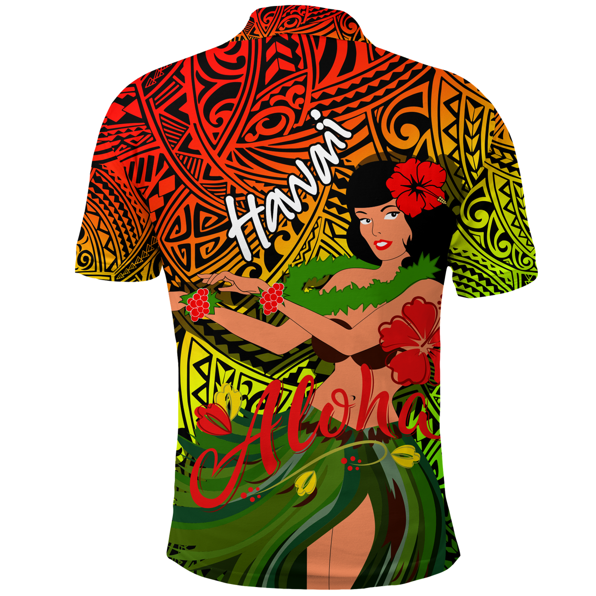 Hawaii Hula Girl Reggae Polo Shirt LT2 - Polynesian Pride