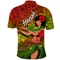 Hawaii Hula Girl Reggae Polo Shirt LT2 - Polynesian Pride