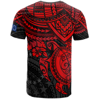 Cook Islands Polynesian T Shirt Cook Islands Flag Red Turtle Hibiscus - Polynesian Pride