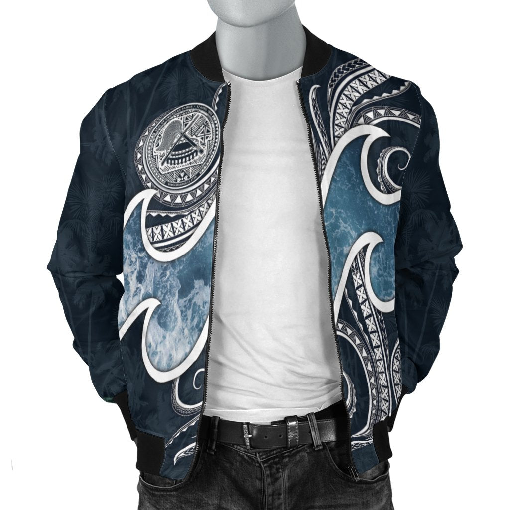 American Samoa Polynesian Men's Bomber - Ocean Style - Polynesian Pride