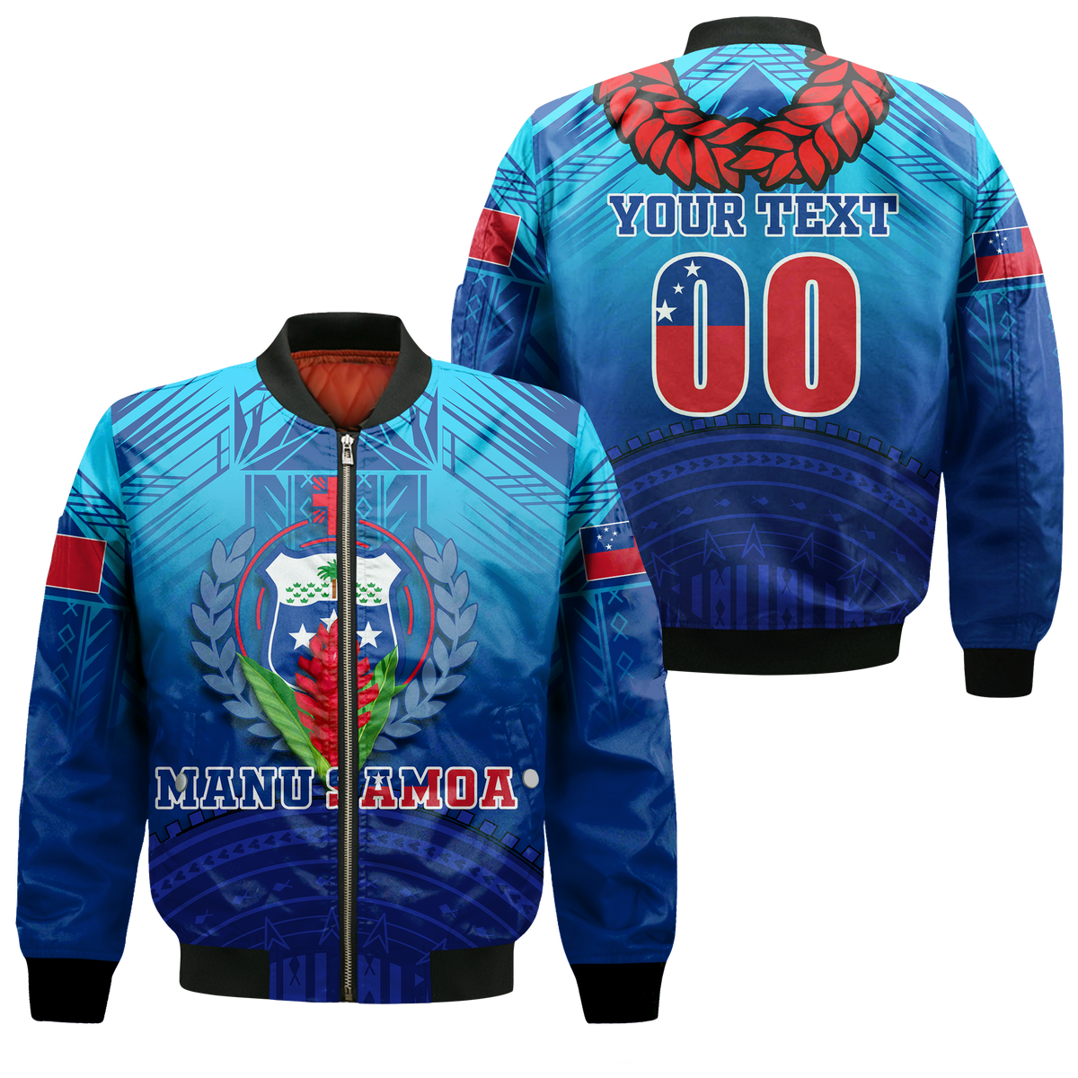 (Custom Personalised) Manu Samoa Legend Bomber Jacket - LT12 Bomber Jacket Blue - Polynesian Pride