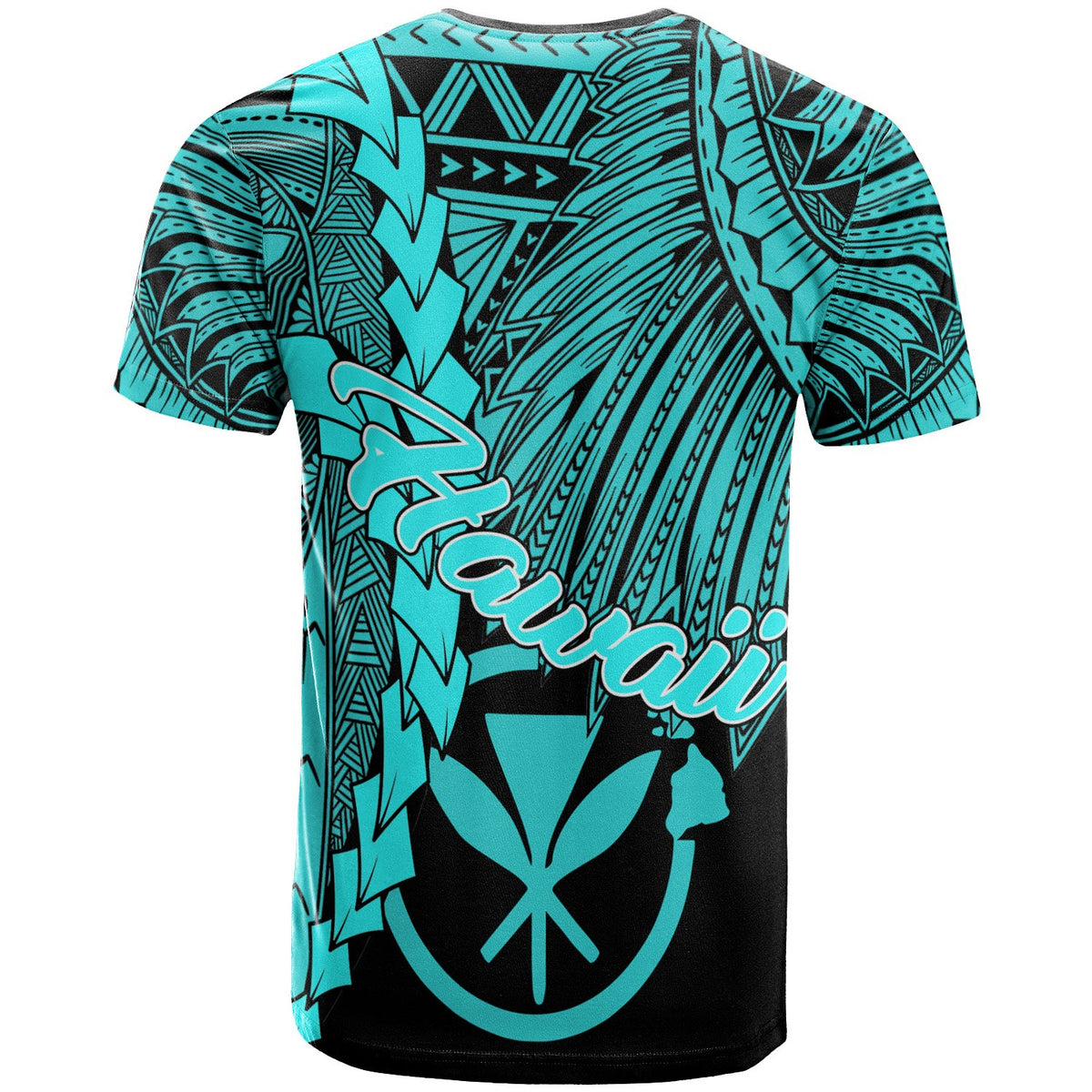 Hawaii Polynesian Custom T Shirt Tribal Wave Tattoo Neon Blue - Polynesian Pride