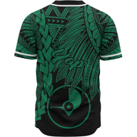 Yap Polynesian Custom Personalised Baseball Shirt - Tribal Wave Tattoo Green - Polynesian Pride