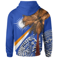 Marshall Islands Polynesian Zip up Hoodie Palm Tree - Polynesian Pride