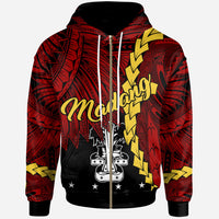Papua New Guinea Madang Province Polynesian Zip Hoodie Tribal Wave Tattoo Unisex Red - Polynesian Pride