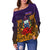 Samoa Women Off Shoulder Sweater - Hibiscus With Tribal - LT12 - Polynesian Pride