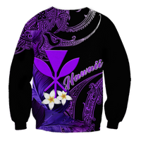 (Custom Personalised) Hawaii Turtle With Plumeria Leaf Purple Sweatshirt - LT12 - Polynesian Pride