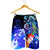 Guam Custom Personalised Men's Shorts - Humpback Whale with Tropical Flowers (Blue) - Polynesian Pride