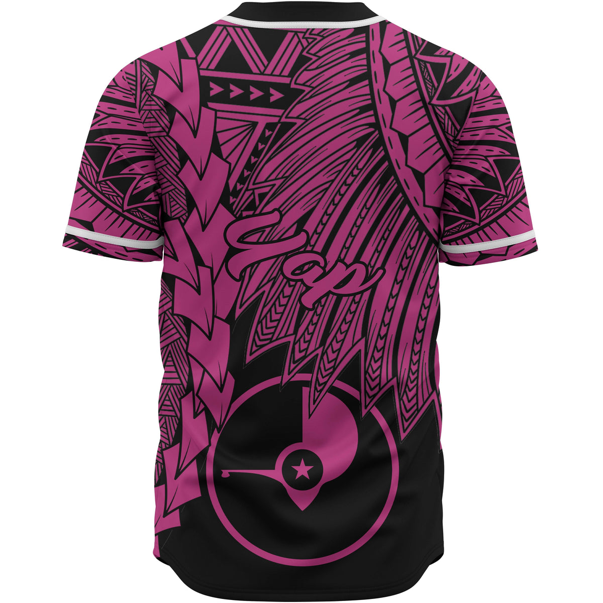 Yap Polynesian Custom Personalised Baseball Shirt - Tribal Wave Tattoo Pink - Polynesian Pride