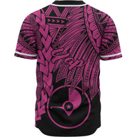 Yap Polynesian Custom Personalised Baseball Shirt - Tribal Wave Tattoo Pink - Polynesian Pride
