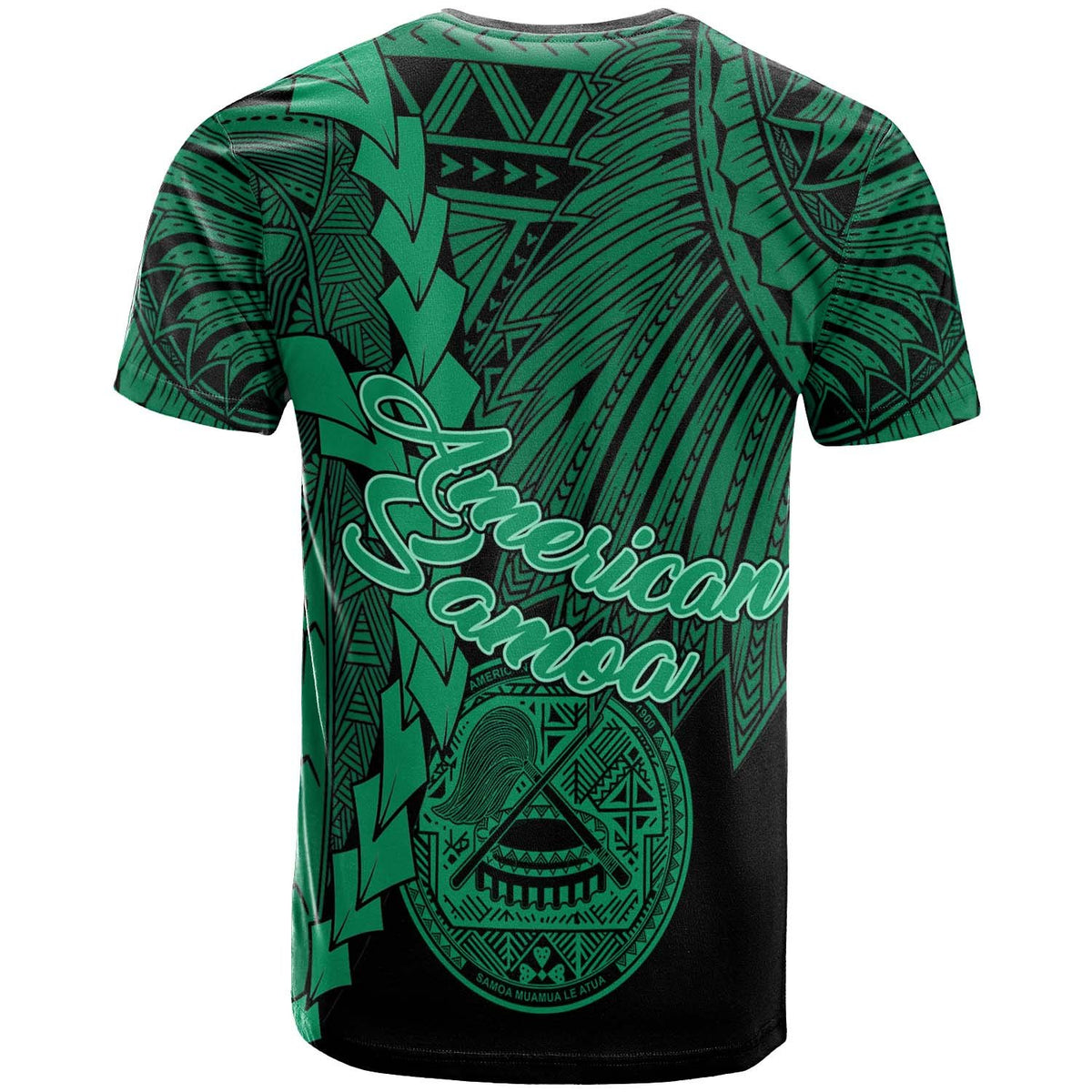 American Samoa Polynesian Custom T Shirt Tribal Wave Tattoo Green - Polynesian Pride