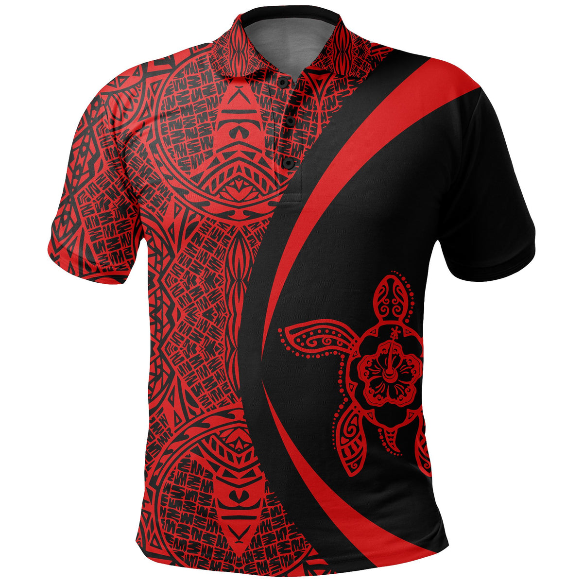 Hawaii Turtle Polynesian Polo Shirt Red Circle Style - Polynesian Pride