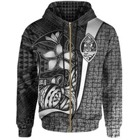 Guam Polynesian Zip up Hoodie White Turtle with Hook Unisex WHITE - Polynesian Pride
