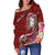 Fiji Custom Personalised Women's Off Shoulder Sweater - Turtle Plumeria (Red) - Polynesian Pride