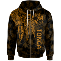 Tonga Zip up Hoodie Polynesian Wings (Golden) Unisex Golden - Polynesian Pride