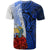 Nauru Polynesian Custom T shirt Coat Of Arm With Hibiscus Blue - Polynesian Pride