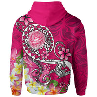 American Samoa Polynesian Zip up Hoodie Turtle Plumeria (Pink) - Polynesian Pride