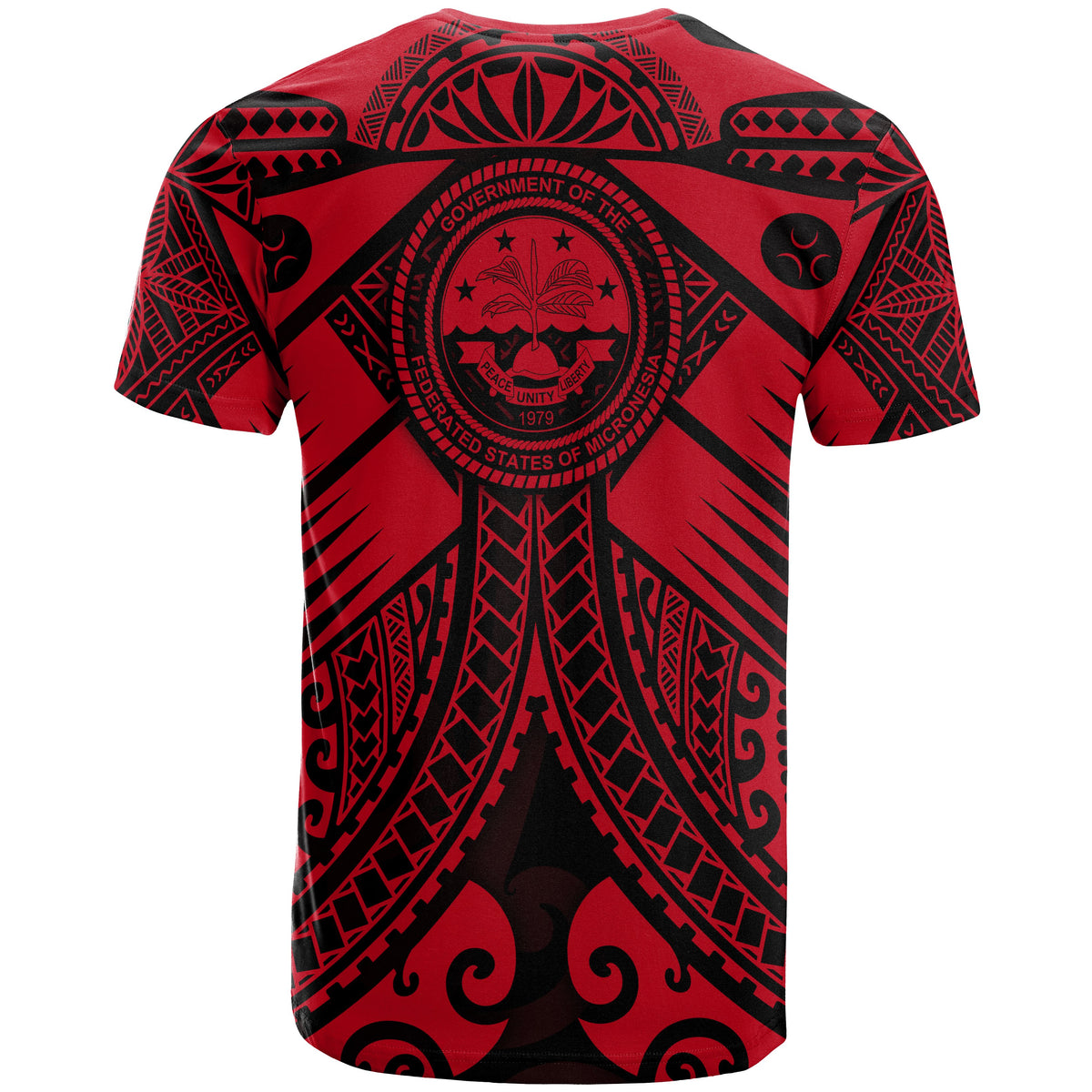 FSM T Shirt Red Seal with Polynesian Tattoo - Polynesian Pride