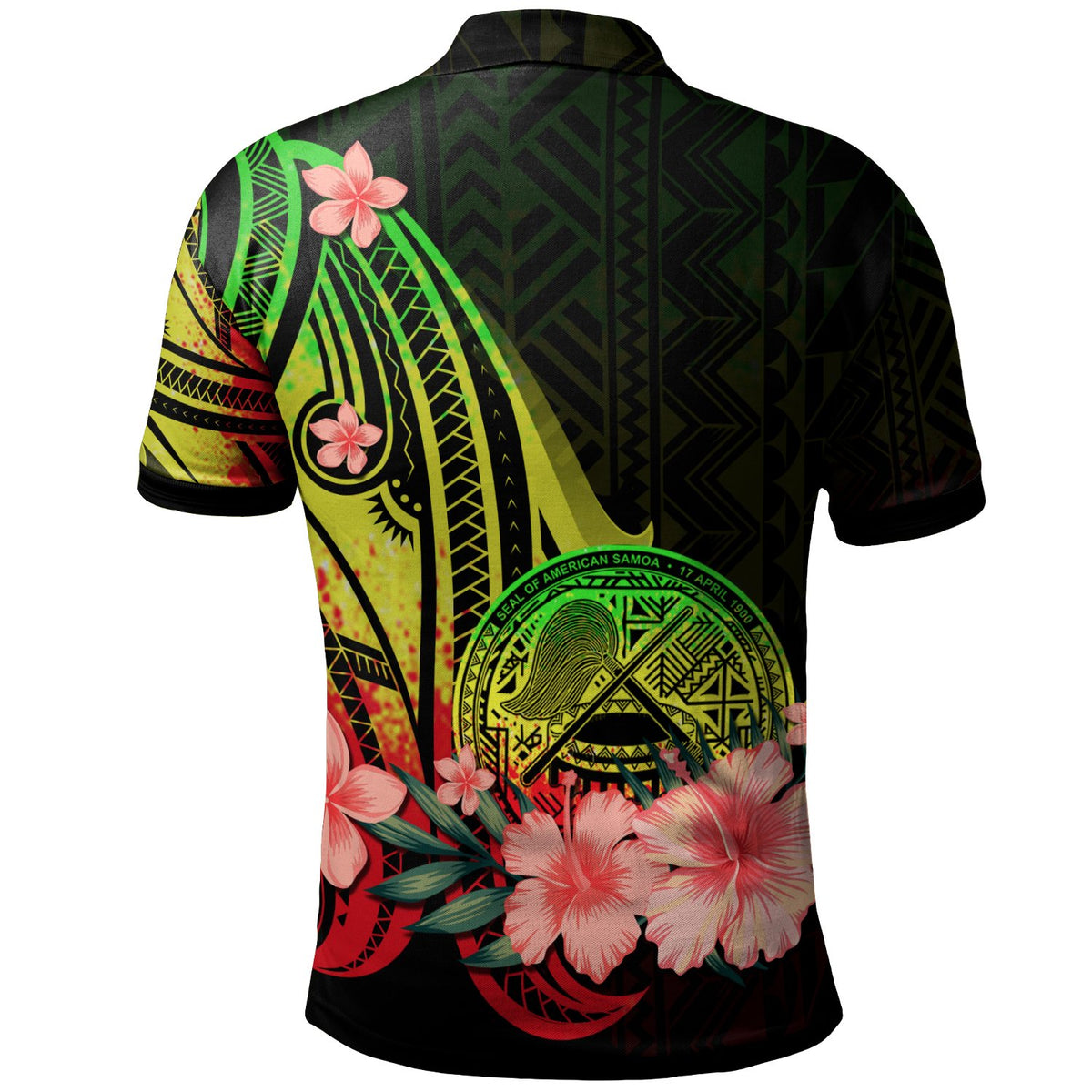 American Samoa Polo Shirt Reggae Polynesian Hibiscus Pattern Style - Polynesian Pride