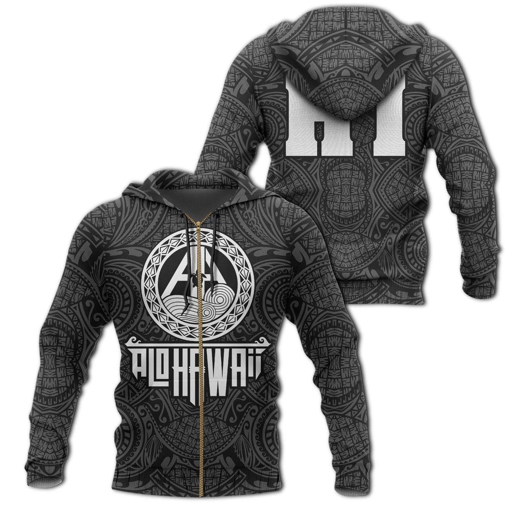 Hawaii Zipper Hoodie Unisex Black - Polynesian Pride