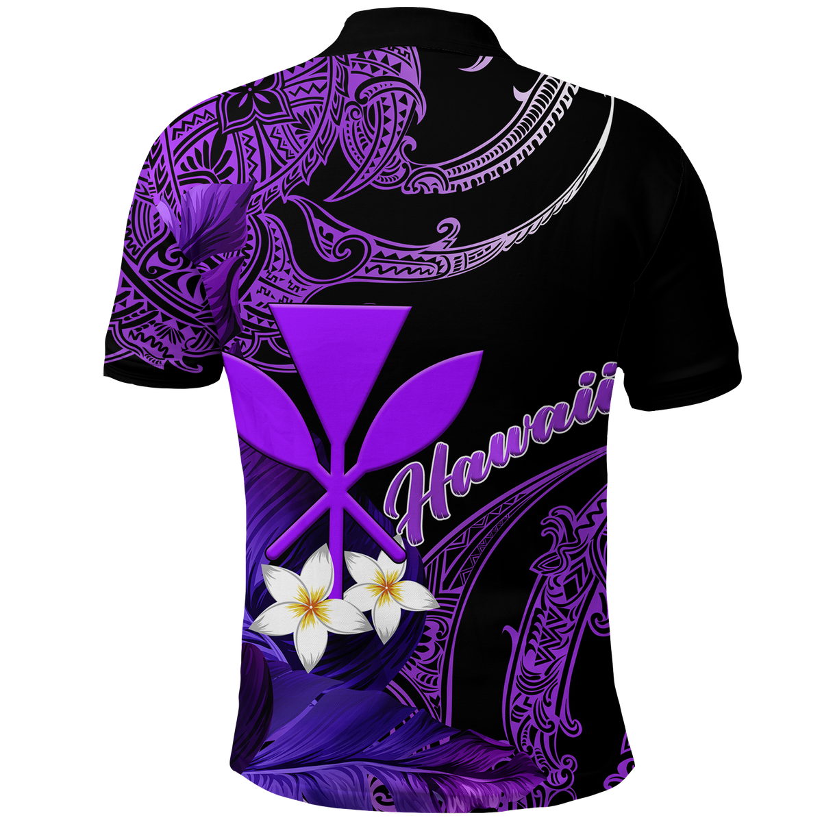 Hawaii Turtle With Plumeria Leaf Purple Polo Shirt LT12 - Polynesian Pride