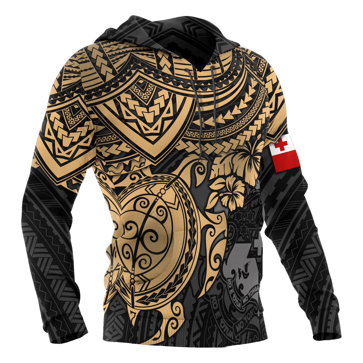Tonga Polynesian Hoodie Golden Turtle - Polynesian Pride