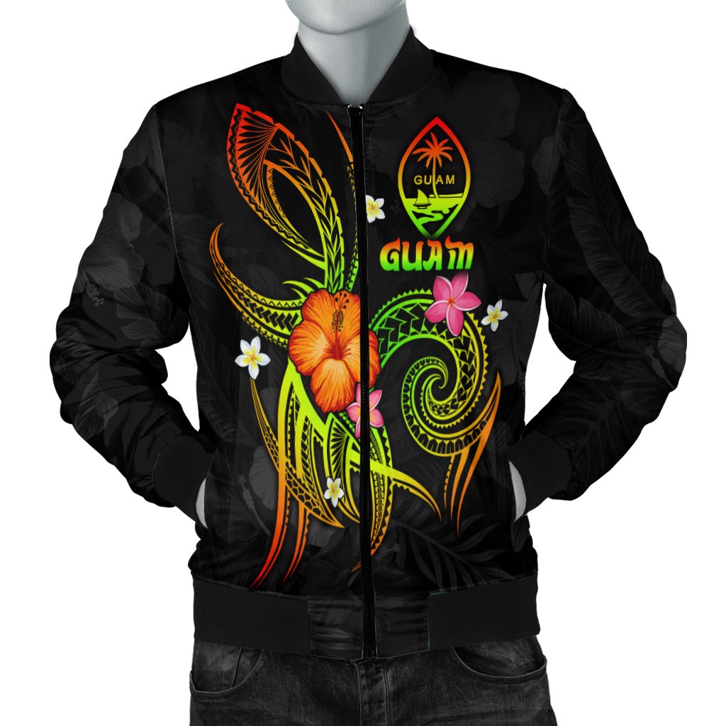 Guam Polynesian Men's Bomber Jacket - Legend of Guam (Reggae) Reggae - Polynesian Pride