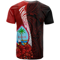 Guam Polynesian T Shirt Coat of Arm With Hibiscus - Polynesian Pride