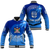 (Custom Personalised) Fiji Tapa Tribal Coconut Tree Baseball Jacket - LT12 Unisex Blue - Polynesian Pride