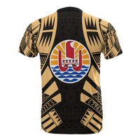 Tahiti T Shirt Tahiti FLag Polynesian Tattoo Gold Style - Polynesian Pride