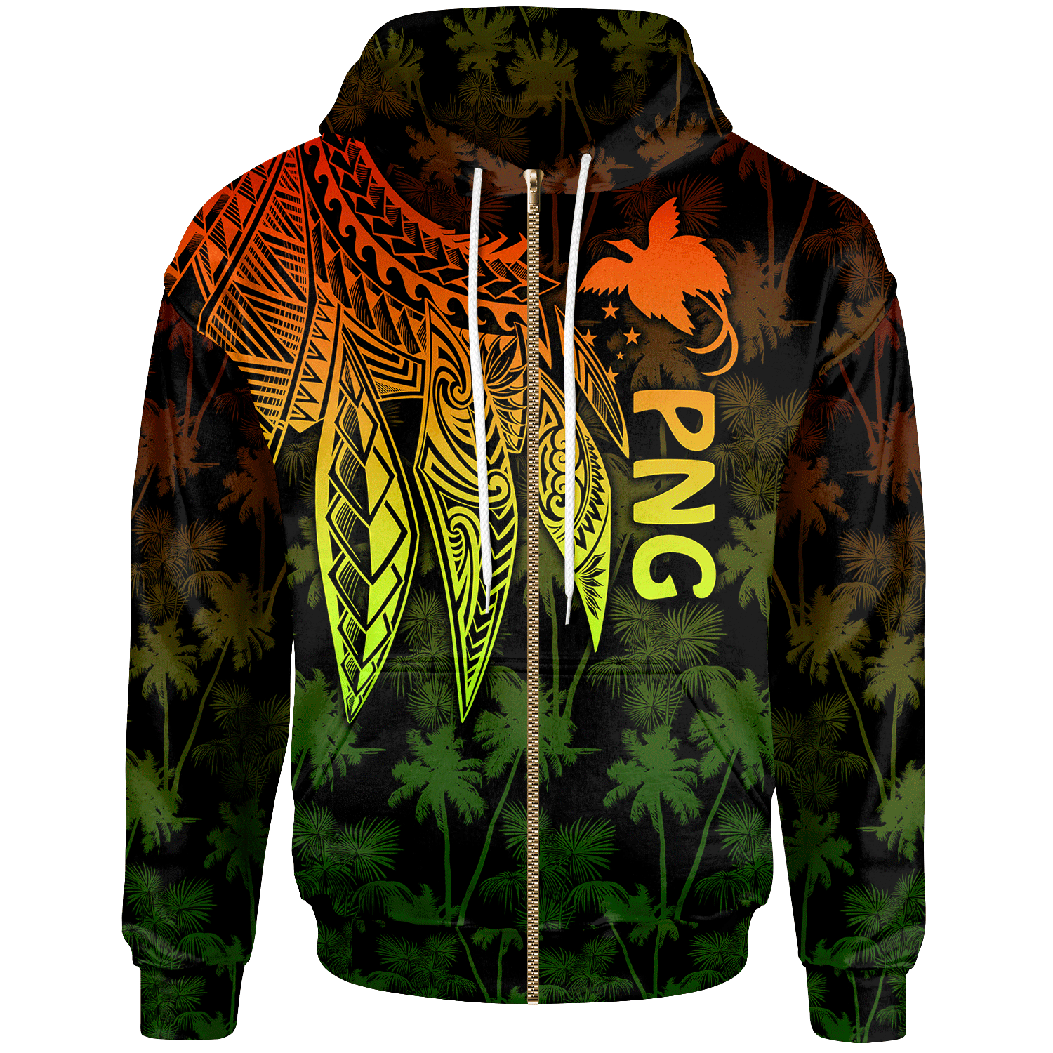 Papua New Guinea Zip up Hoodie Polynesian Wings (Reggae) Unisex Reggae - Polynesian Pride