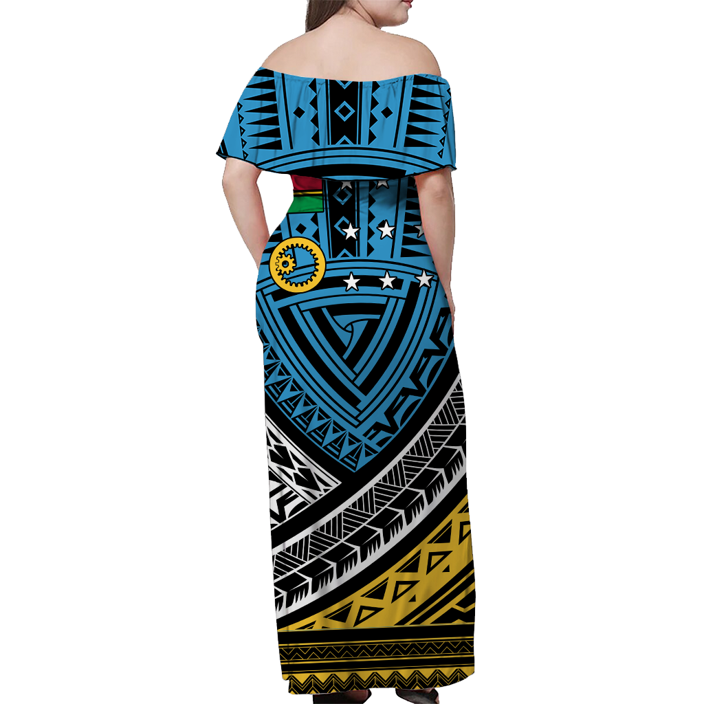 (Custom Personalised) Vanuatu Sanma Province Tribal Pattern Women Off Shoulder Long Dress - LT12 - Polynesian Pride