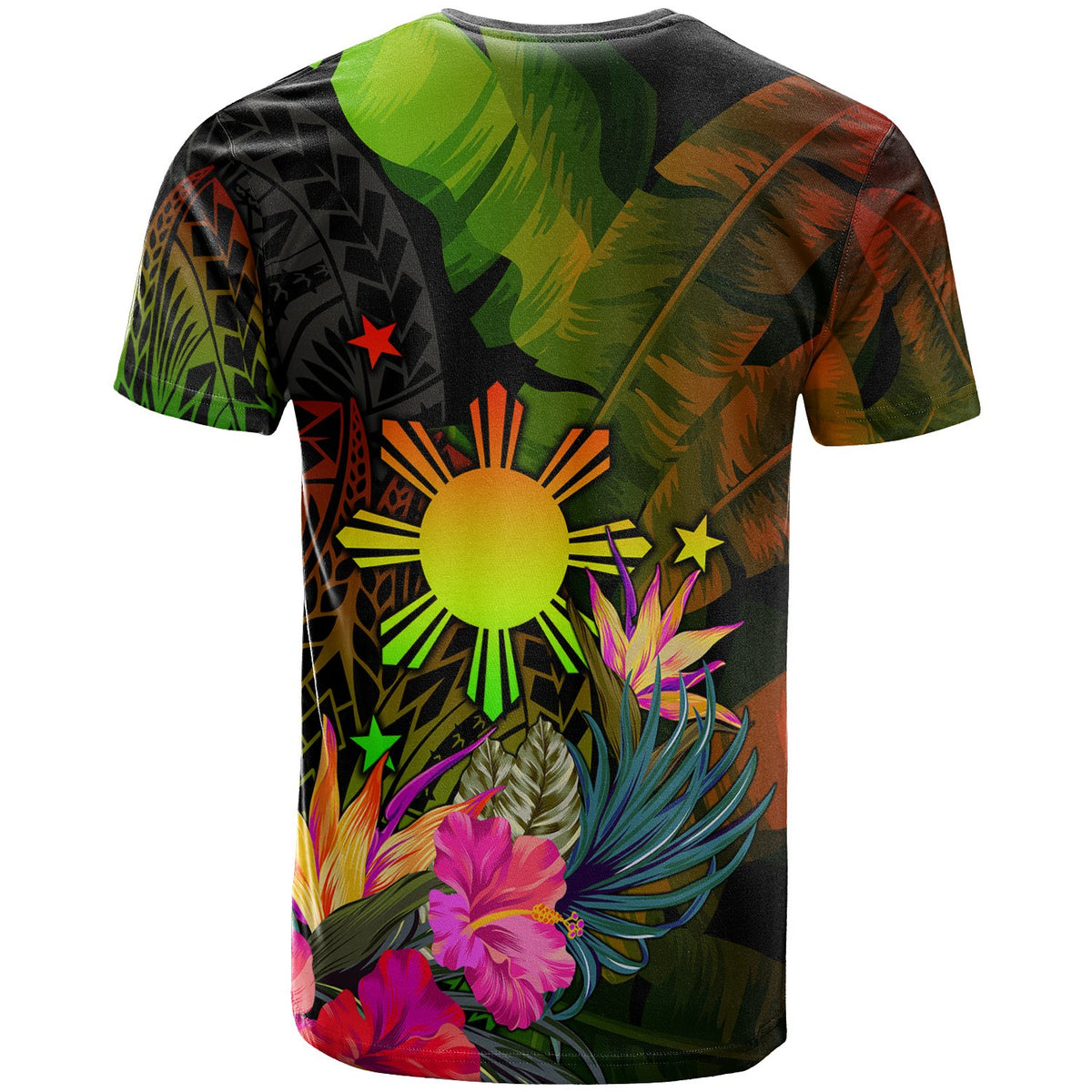 The Philippines Polynesian Custom T Shirt Hibiscus and Banana Leaves - Polynesian Pride