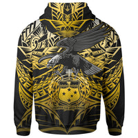 Samoa Polynesian All Over Zip up Hoodie Eagle Tribal Pattern Yellow - Polynesian Pride