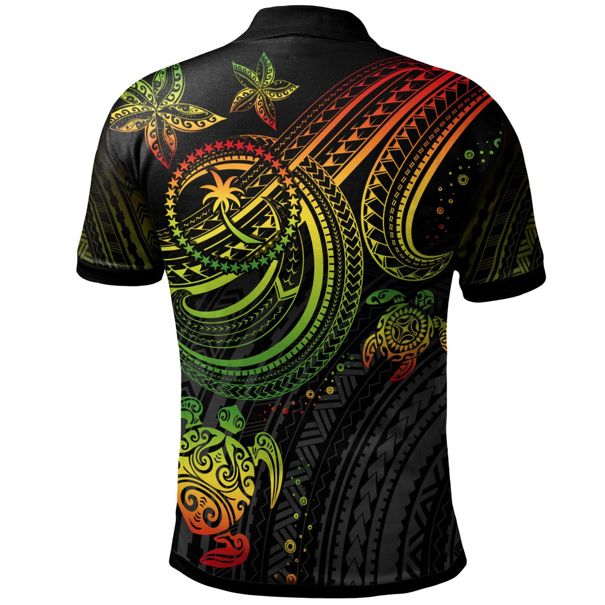 Chuuk Custom Polo Shirt Reggae Turtle - Polynesian Pride