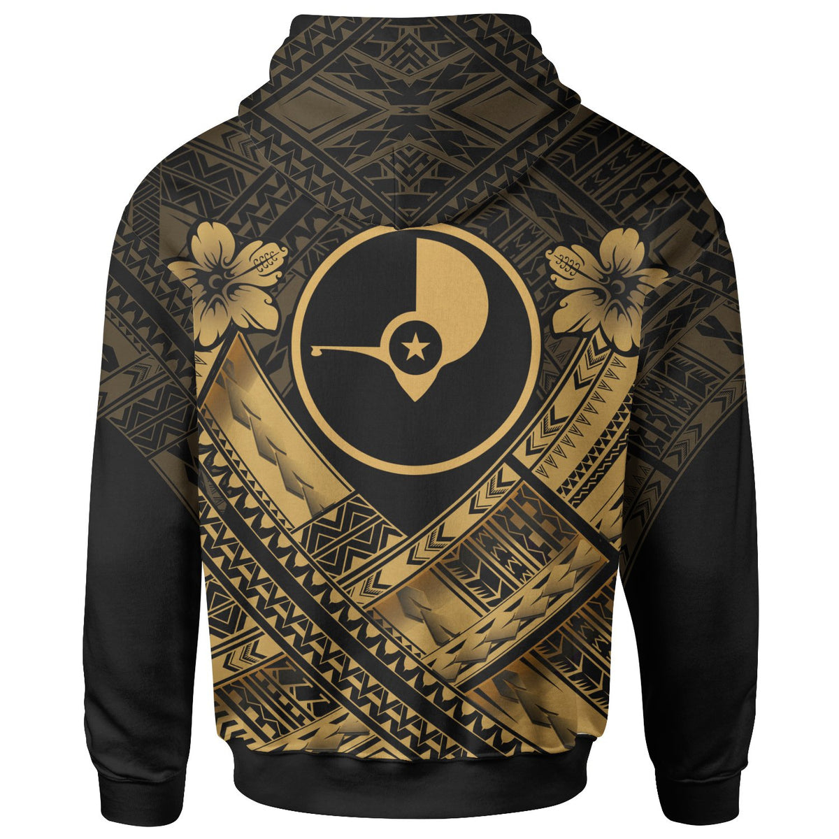 Yap Custom Polynesian Zip up Hoodie Yap Gold Seal Camisole Hibiscus Style - Polynesian Pride