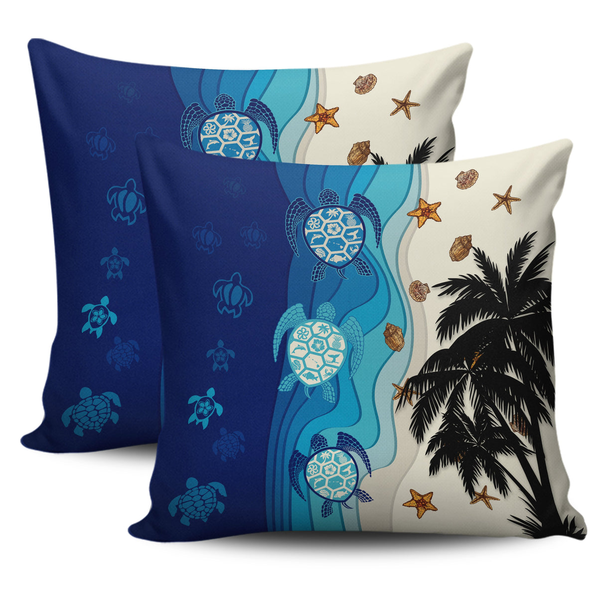 Hawaiian Sea Turtle Symbol Palm Pillow Covers - Polynesian Pride