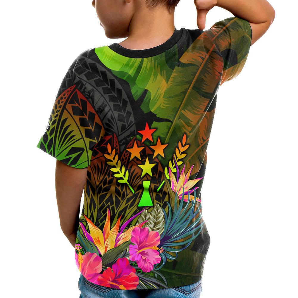Kosrae Polynesian Custom T Shirt Hibiscus and Banana Leaves - Polynesian Pride