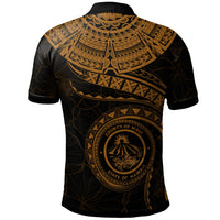 Polynesian Hawaii Polo Shirt Maui Polynesian Waves (Golden) - Polynesian Pride