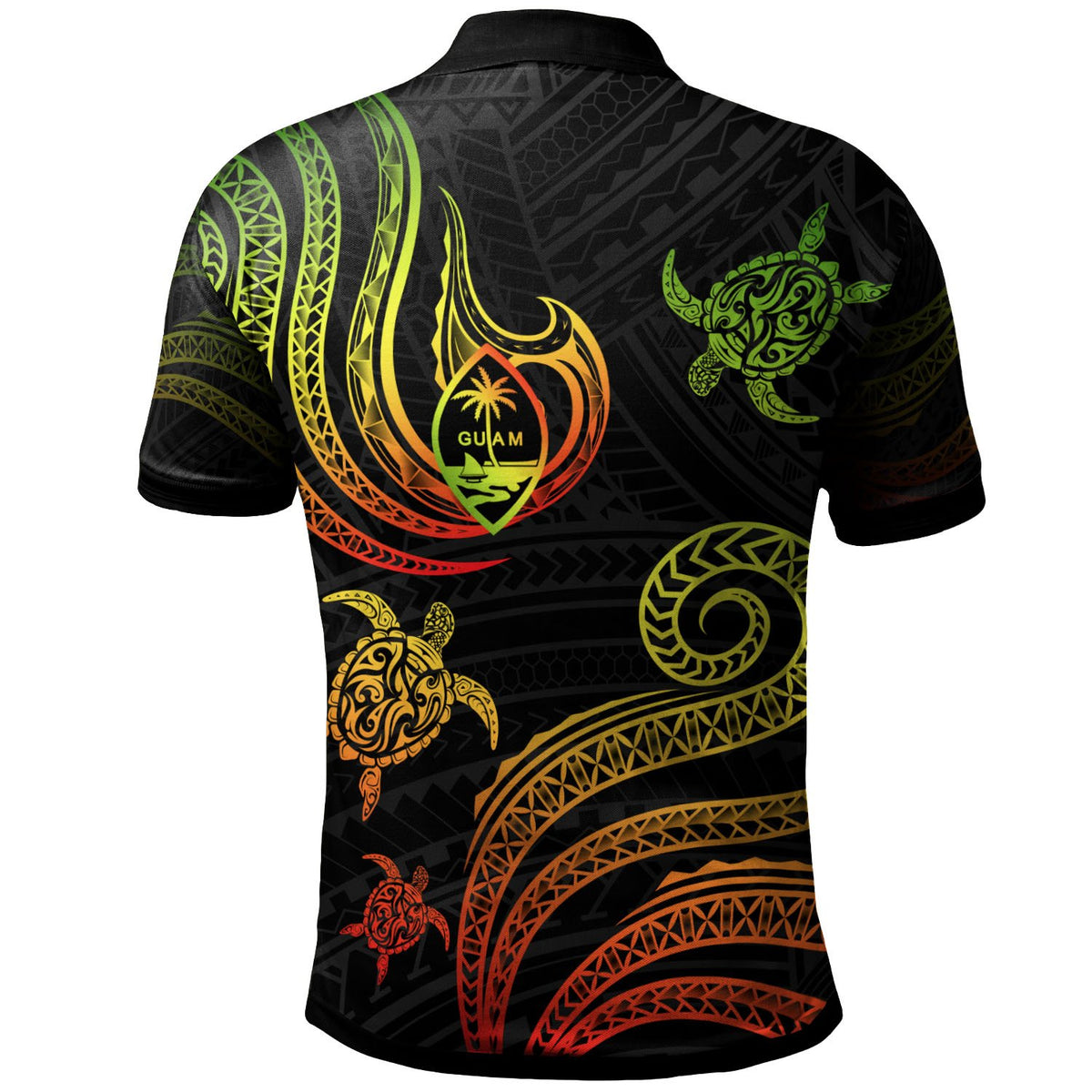Guam Custom Polo Shirt Polynesian Turtle With Pattern Reggae - Polynesian Pride