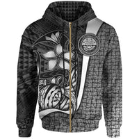 Federated States of Micronesia Zip up Hoodie White Turtle with Hook Unisex WHITE - Polynesian Pride