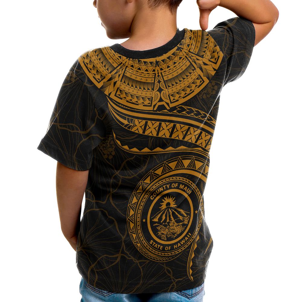 Polynesian Hawaii Custom T Shirt Maui Polynesian Waves (Golden) - Polynesian Pride