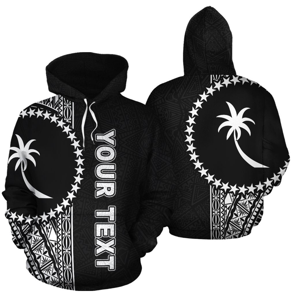 Chuuk Polynesian Custom Hoodie Black Line Unisex Black - Polynesian Pride