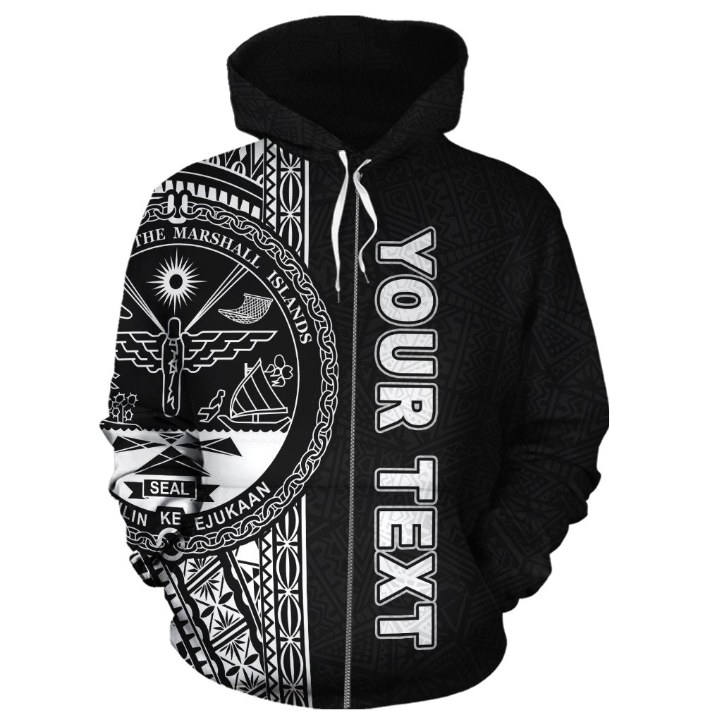 Marshall Islands Polynesian Custom Zip up Hoodie White Line - Polynesian Pride